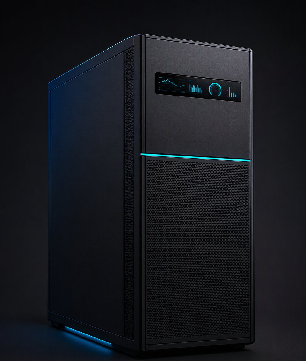 E1 Max AI 工作站：中高塔机箱、可编程显示屏、顶部隐形把手